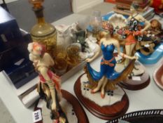 Mixed parcel of china including some Wade Whimsies, three Leonardo collection figurines, Corgi
