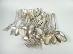 Quantity of solid silver cutlery to include spoons, forks, matched set, London 1835 and 1865 49 troy