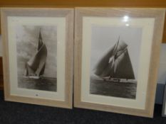 BEKEN OF COWES pair of good framed black and white photographic prints of yachts, 62 X 41cms