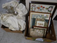 An eight-branch crystal effect chandelier together with a selection of framed maps