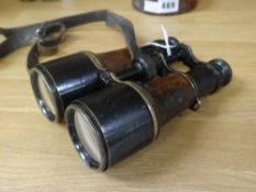 Pair of military leather binoculars