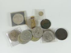 A parcel of coinage including two early coins in packets, inscribed Edward III 1377 silver groat 4D,