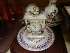 Parcel of Masons Ironstone Mandalay including mantel clock, bowl, vase ETC