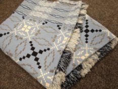 Welsh tapestry blue ground geometric blanket