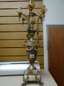 A marble and gilt metal candelabra together with a parcel of circa 1970s Natwest posters
