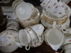 Tray of Duchess rose decorated teaware
