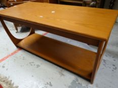 A modern G-Plan Long John coffee table with lower shelf