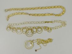 Three modern yellow gold necklaces, marked 375, 24gms Please note: not tested, hallmarks, weights