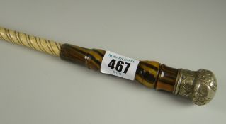 EPNS, glass and bone spiral swagger stick