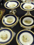 An antique Staffordshire porcelain 14-piece dessert service including two good tazzas, each