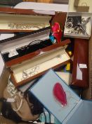 A collection of modern jewellery, boxes and pouches, mainly if not all costume jewellery (possibly
