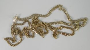 Two 9ct yellow gold necklaces, 30grams Please note: not tested, hallmarks, weights and