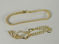 Two modern yellow gold bracelets, both marked 750, 9.8gms Please note: not tested, hallmarks,