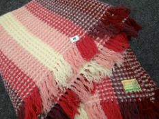 Welsh multi-coloured honeycomb waffle blanket with Brynkir label