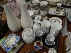 Two trays of mixed china including Wedgwood 'Cornucopia', Minton 'Haddon Hall', Beswick '