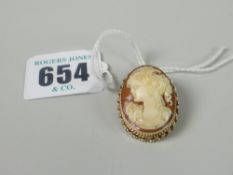 A vintage 9ct gold cameo brooch Please note: not tested, hallmarks, weights and measurements are