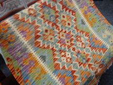 Vegetable dye wool Chobi Kilim runner, 114 x 84cms