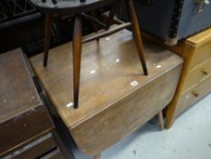 An Ercol drop flap breakfast table (distressed) together with a single Ercol hoop back chair