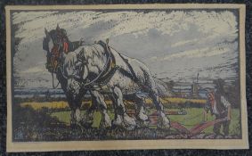 'MACKEY' HAYDN REYNOLDS MACKEY (1883-1979) colour woodcut - entitled 'Up with the Lark', monogrammed