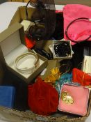 A collection of modern jewellery, boxes and pouches, mainly if not all costume jewellery (possibly