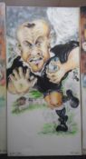 N J DAVIES very large oil on canvas - rugby player The Late Jonah Lomu, of New Zealand All Blacks,