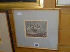 PAULINE S HALL artist's proof etching - entitled 'Three Cats', signed, 11.5 x 14cms