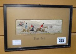 A framed Stevengraph embroidery entitled 'Full Cry' in original frame and mount