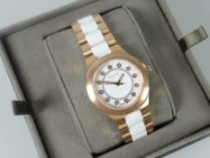 A Clogau Gold white ceramic and rose steel ladies wristwatch (boxed) RRP £610 Please note: not
