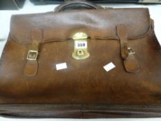 A good vintage tan leather soft briefcase