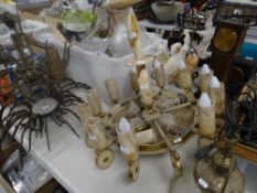 Collection of chandeliers, marble effect chandelier, various light fittings ETC