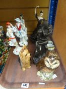 A Coalport figure entitled 'Flamenco' together with three Royal Worcester 'Pizzazz' collection