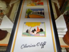 A limited edition 'The Rich Designs of Clarice Cliff' wall plaque together with four framed FAY