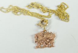 A boxed 9ct Clogau Gold Co. Welsh design dragon pendant and necklace, 2.6gms Please note: not