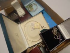 A collection of modern jewellery, boxes and pouches, mainly if not all costume jewellery (possibly