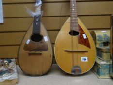 A Czechoslovakian mandolin and a Neapolitan mandolin (distressed)