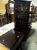 VINTAGE STANDING CORNER CUPBOARD with glazed top, small cupboard base, decorative frieze, together