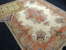 AN ARAKSTAN 100% PURE WOOL CARPET 270 x 360cms (see label) together with a ghez-toi 100% wool Indian