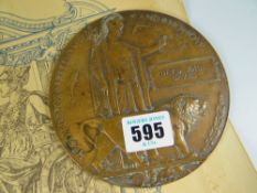 A WW1 MEMORIAL PLAQUE TO DAVID JOHN DAVIES together with an RAF Honourable Discharge certificate for