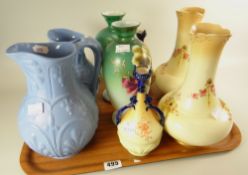 CERAMICS to include dresser jugs, opaline glass and bulbous vases