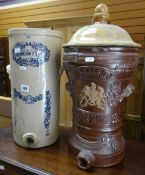 TWO VINTAGE STONEWARE SALT GLAZED WATER FILTERS, one by W K & Sons of Birmingham, the other entitled