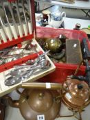 VARIOUS METALWARE to include copper spirit kettle, copper kettle EPNS etc