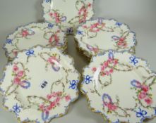 ROYAL CROWN DERBY set of twelve bone china cabinet plates, printed and painted with swag and