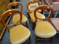 SET OF FOUR SPOON OR CROWN BACKED DINING CHAIRS (4)