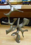 A BRONZE ABSTRACT SCULPTURE of tree form, not signed, twentieth century believed, (unknown artist)