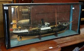 A GLASS CASED MODEL OF THE STEAMSHIP TALBOT