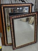 TWO WALL MIRRORS WITH TILE DECORATION TO THE EDGES