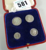 MAUNDY MONEY Great Britain 1929 Maundy Money four-coin set in original red leather and gilt tooled