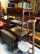 PARCEL OF FURNITURE to include a oak drop-leaf barley twist legged table, linenfold style trolley,
