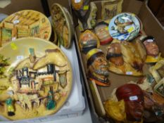 A COLLECTION OF CHALK-WARE WALL MASKS including an osprey, Lords of the Desert etc