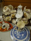 PARCEL OF MIXED CHINA including a Poole dish, Palissy Game Series patterned dinnerware, Ridgeway